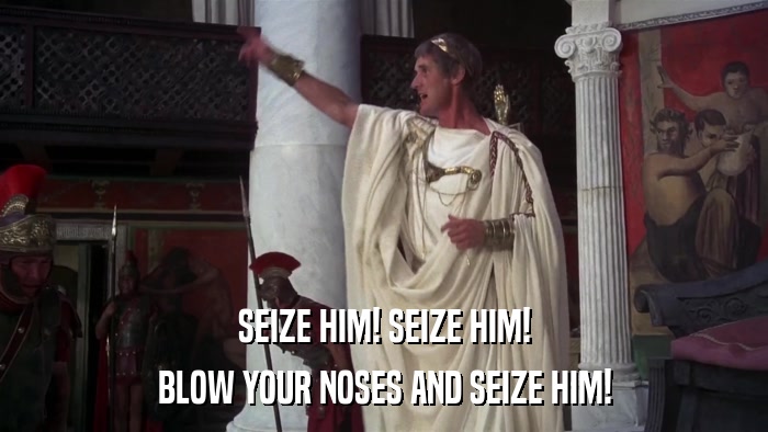 SEIZE HIM! SEIZE HIM! BLOW YOUR NOSES AND SEIZE HIM! 