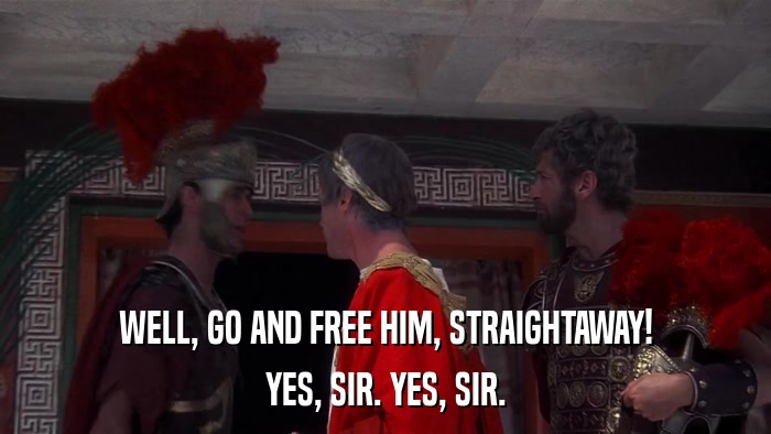WELL, GO AND FREE HIM, STRAIGHTAWAY! YES, SIR. YES, SIR. 