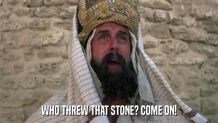 WHO THREW THAT STONE? COME ON!  