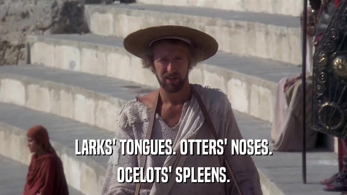 LARKS' TONGUES. OTTERS' NOSES. OCELOTS' SPLEENS. 