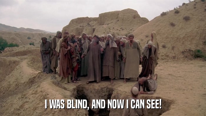 I WAS BLIND, AND NOW I CAN SEE!  