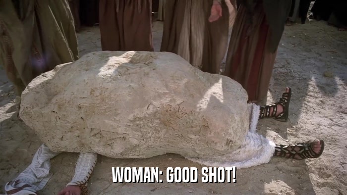 WOMAN: GOOD SHOT!  