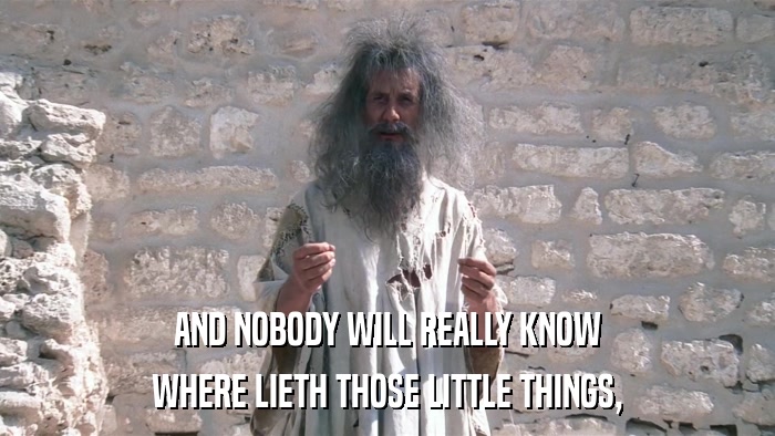 AND NOBODY WILL REALLY KNOW WHERE LIETH THOSE LITTLE THINGS, 
