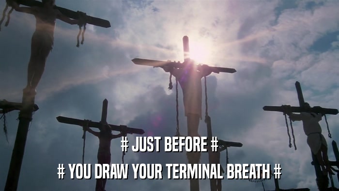# JUST BEFORE # # YOU DRAW YOUR TERMINAL BREATH # 