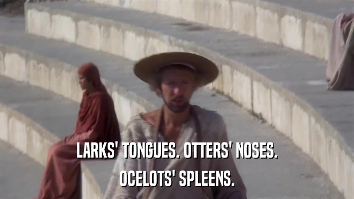 LARKS' TONGUES. OTTERS' NOSES. OCELOTS' SPLEENS. 