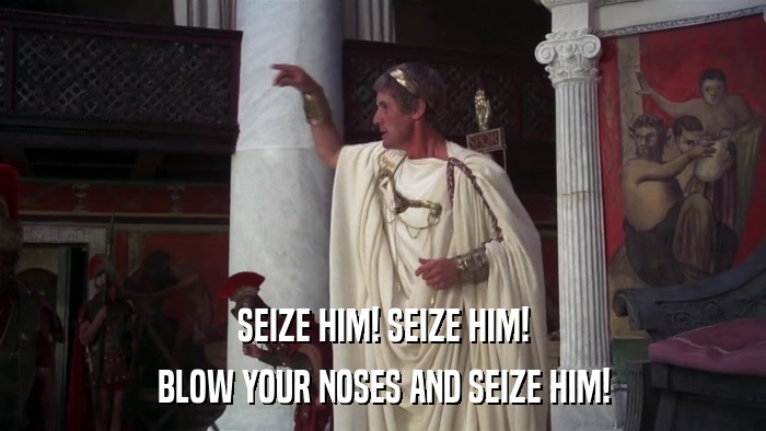SEIZE HIM! SEIZE HIM! BLOW YOUR NOSES AND SEIZE HIM! 