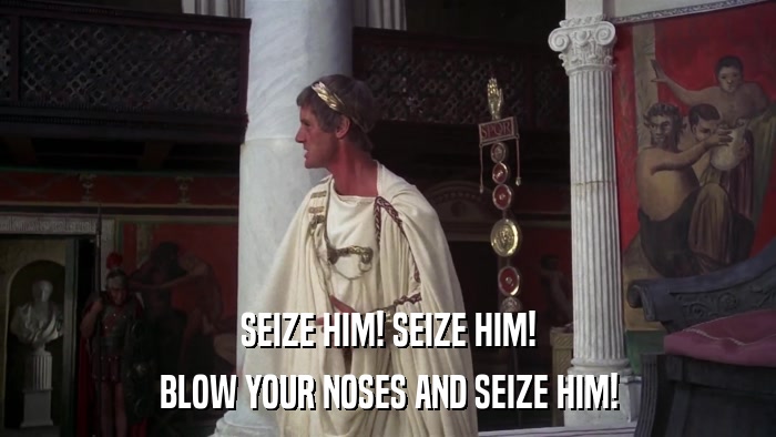 SEIZE HIM! SEIZE HIM! BLOW YOUR NOSES AND SEIZE HIM! 