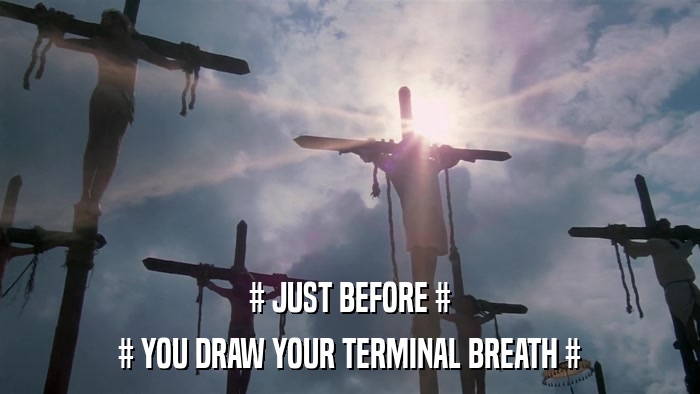 # JUST BEFORE # # YOU DRAW YOUR TERMINAL BREATH # 