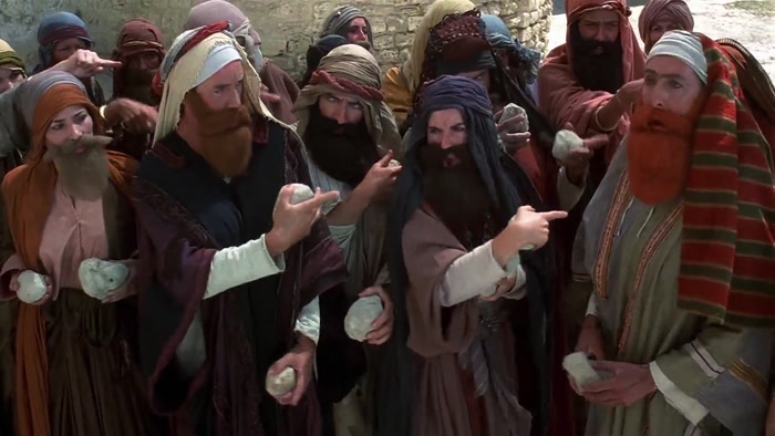 [ LOW-PITCHED VOICES ] HE DID! HE DID! HE DID! 