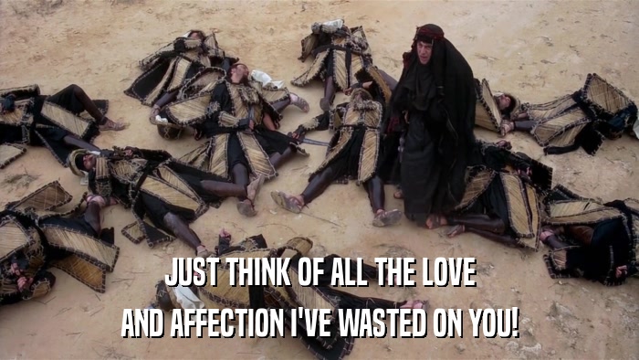 JUST THINK OF ALL THE LOVE AND AFFECTION I'VE WASTED ON YOU! 