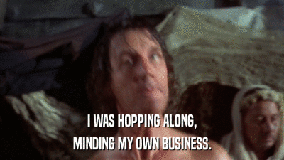 I WAS HOPPING ALONG, MINDING MY OWN BUSINESS. 