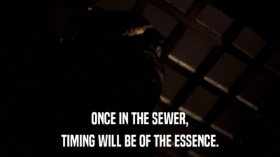 ONCE IN THE SEWER, TIMING WILL BE OF THE ESSENCE. 
