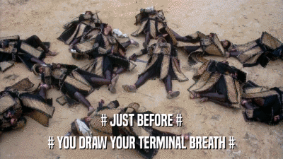 # JUST BEFORE # # YOU DRAW YOUR TERMINAL BREATH # 