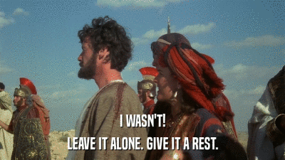 I WASN'T! LEAVE IT ALONE. GIVE IT A REST. 
