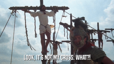 LOOK, IT'S NOT MY CROSS. WHAT?!  