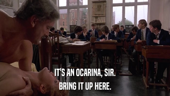 IT'S AN OCARINA, SIR. BRING IT UP HERE. 