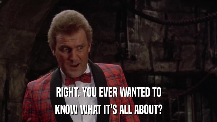 RIGHT. YOU EVER WANTED TO KNOW WHAT IT'S ALL ABOUT? 