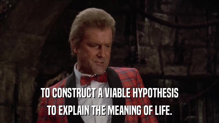 TO CONSTRUCT A VIABLE HYPOTHESIS TO EXPLAIN THE MEANING OF LIFE. 