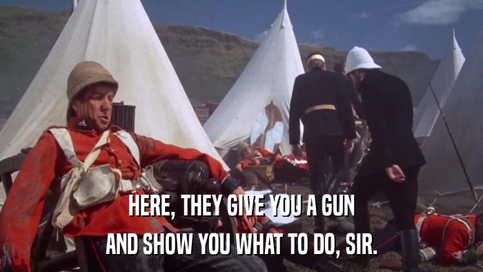 HERE, THEY GIVE YOU A GUN AND SHOW YOU WHAT TO DO, SIR. 