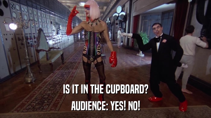 IS IT IN THE CUPBOARD? AUDIENCE: YES! NO! 