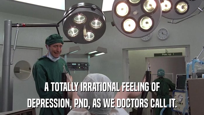 A TOTALLY IRRATIONAL FEELING OF DEPRESSION, PND, AS WE DOCTORS CALL IT. 