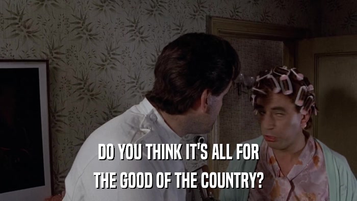 DO YOU THINK IT'S ALL FOR THE GOOD OF THE COUNTRY? 