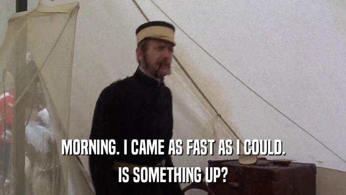 MORNING. I CAME AS FAST AS I COULD. IS SOMETHING UP? 