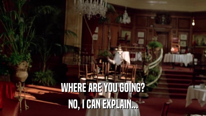 WHERE ARE YOU GOING? NO, I CAN EXPLAIN... 