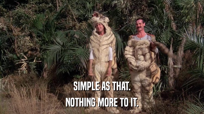 SIMPLE AS THAT. NOTHING MORE TO IT. 