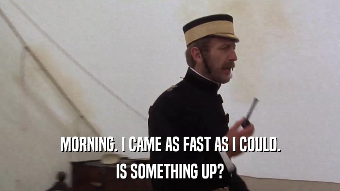 MORNING. I CAME AS FAST AS I COULD. IS SOMETHING UP? 