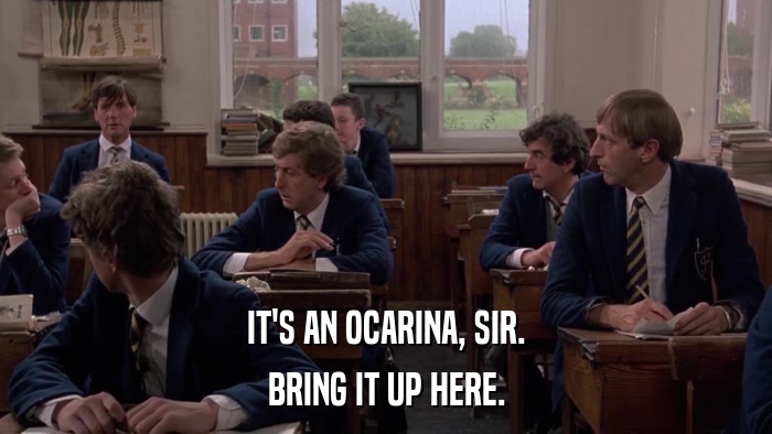 IT'S AN OCARINA, SIR. BRING IT UP HERE. 