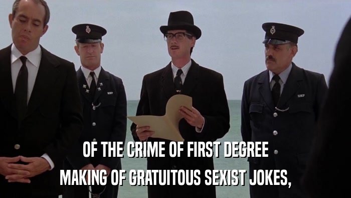 OF THE CRIME OF FIRST DEGREE MAKING OF GRATUITOUS SEXIST JOKES, 