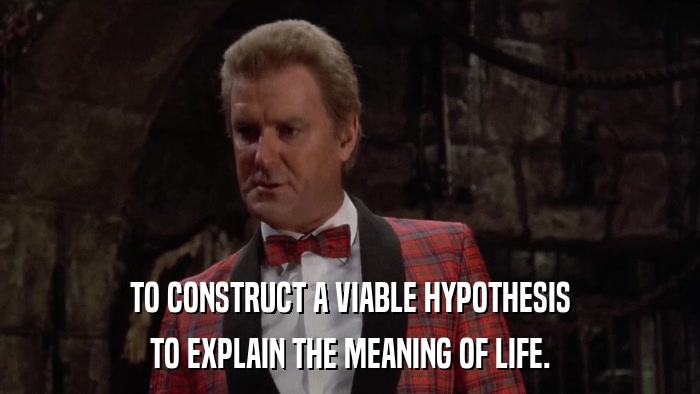 TO CONSTRUCT A VIABLE HYPOTHESIS TO EXPLAIN THE MEANING OF LIFE. 
