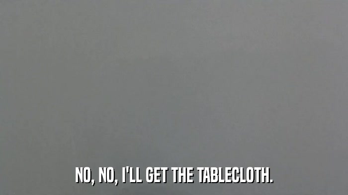 NO, NO, I'LL GET THE TABLECLOTH.  