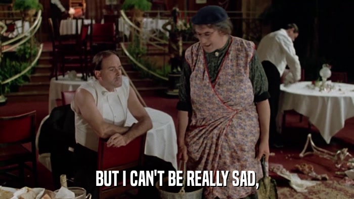 BUT I CAN'T BE REALLY SAD,  