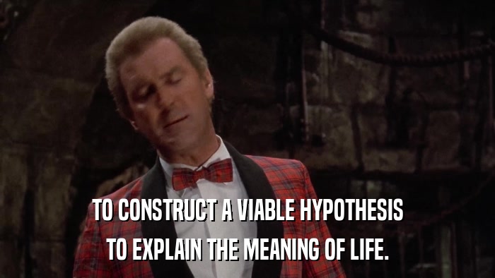 TO CONSTRUCT A VIABLE HYPOTHESIS TO EXPLAIN THE MEANING OF LIFE. 