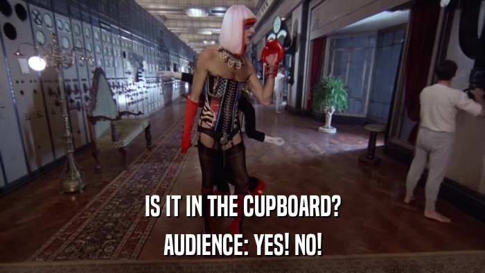 IS IT IN THE CUPBOARD? AUDIENCE: YES! NO! 
