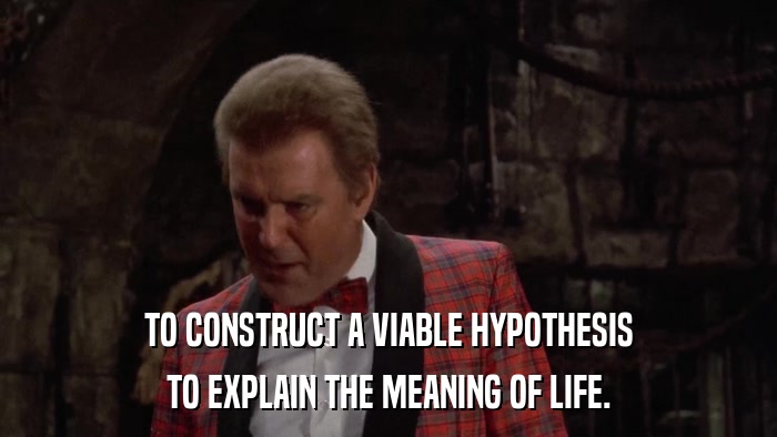 TO CONSTRUCT A VIABLE HYPOTHESIS TO EXPLAIN THE MEANING OF LIFE. 