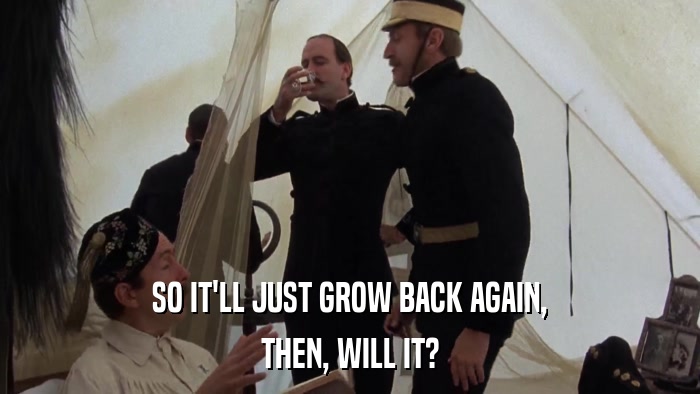 SO IT'LL JUST GROW BACK AGAIN, THEN, WILL IT? 