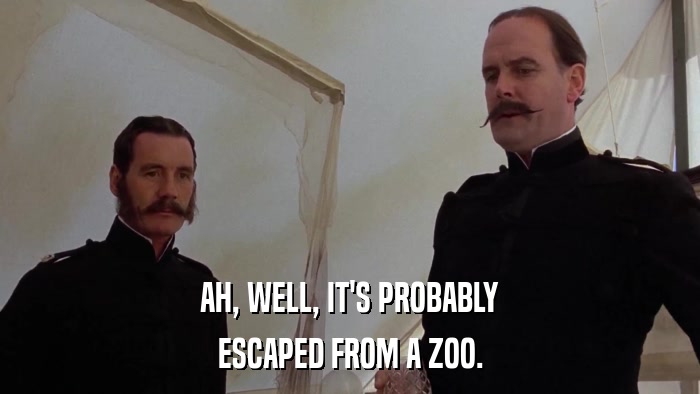 AH, WELL, IT'S PROBABLY ESCAPED FROM A ZOO. 