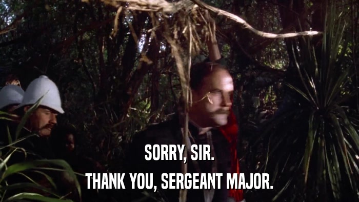 SORRY, SIR. THANK YOU, SERGEANT MAJOR. 