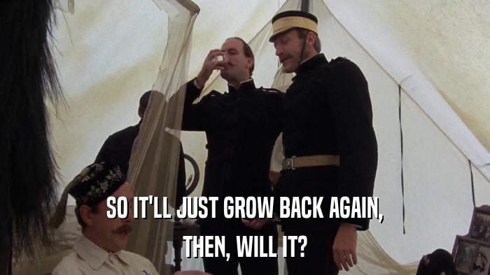 SO IT'LL JUST GROW BACK AGAIN, THEN, WILL IT? 