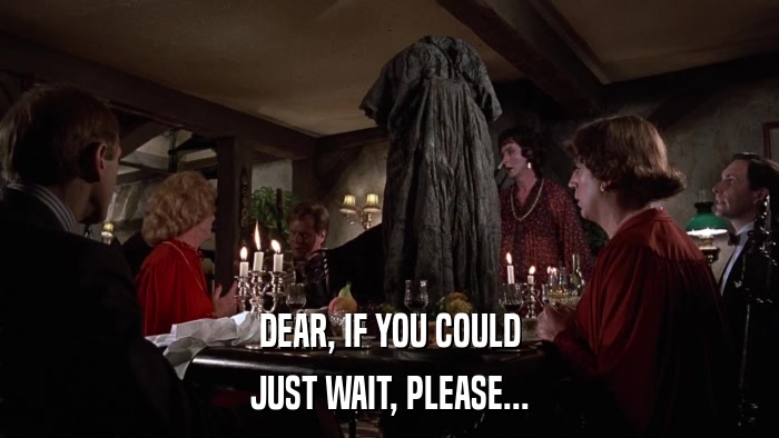 DEAR, IF YOU COULD JUST WAIT, PLEASE... 