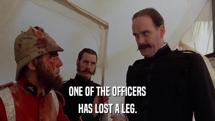 ONE OF THE OFFICERS HAS LOST A LEG. 