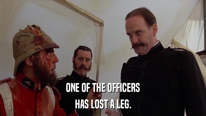 ONE OF THE OFFICERS HAS LOST A LEG. 