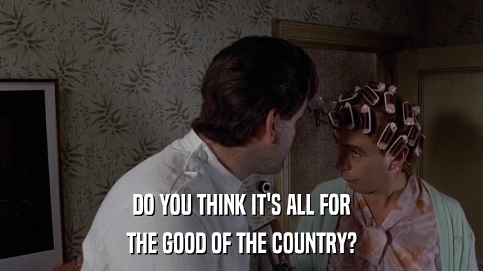 DO YOU THINK IT'S ALL FOR THE GOOD OF THE COUNTRY? 