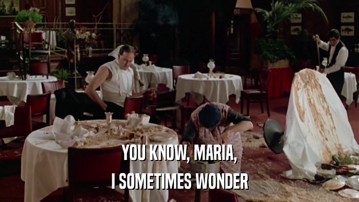 YOU KNOW, MARIA, I SOMETIMES WONDER 