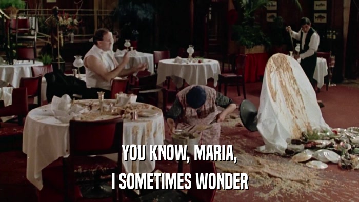 YOU KNOW, MARIA, I SOMETIMES WONDER 