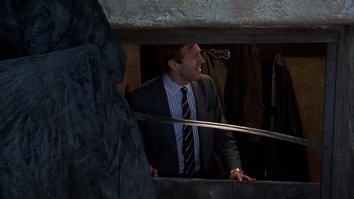WOMAN: WHO IS IT, DARLING? IT'S A MR. DEATH OR SOMETHING. 