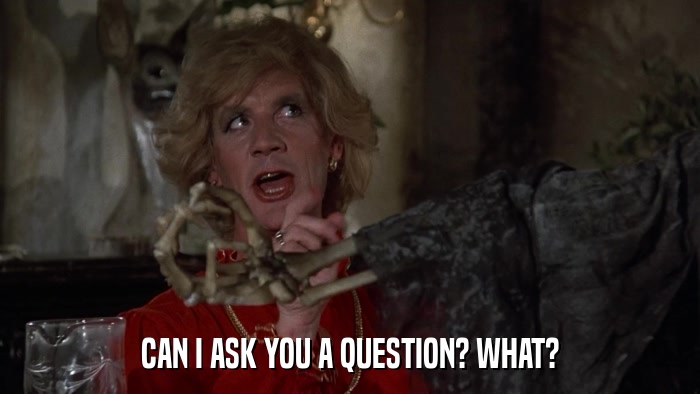 CAN I ASK YOU A QUESTION? WHAT?  
